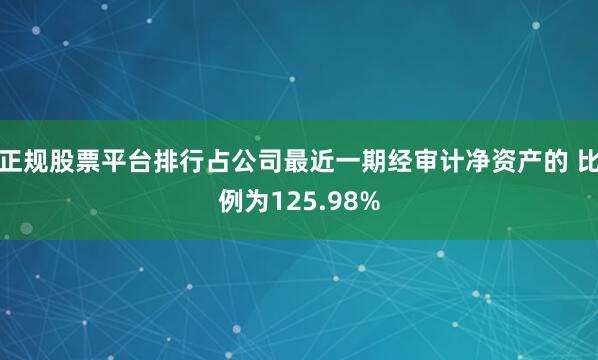 正规股票平台排行占公司最近一期经审计净资产的 比例为125.98%