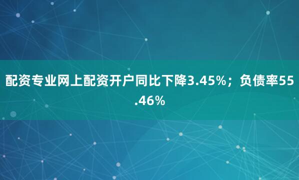 配资专业网上配资开户同比下降3.45%;负债率55.46%